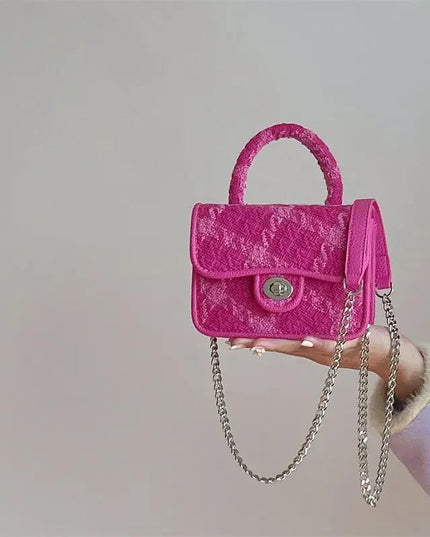 Rose Pink Women Lock Shoulder Bags Luxury Plaid Ladies Small Square Crossbody Bag Fashion Design Female Clutch Purse Handbags