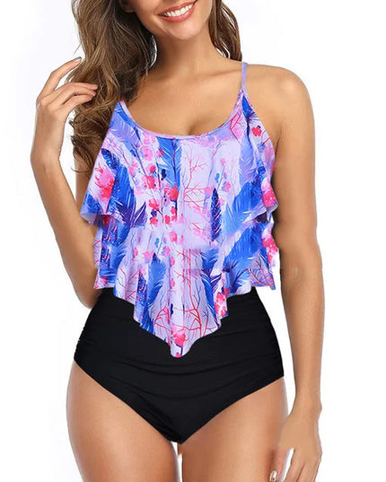 RuffleWave: Chic High Waist Bikini & Tankini Set