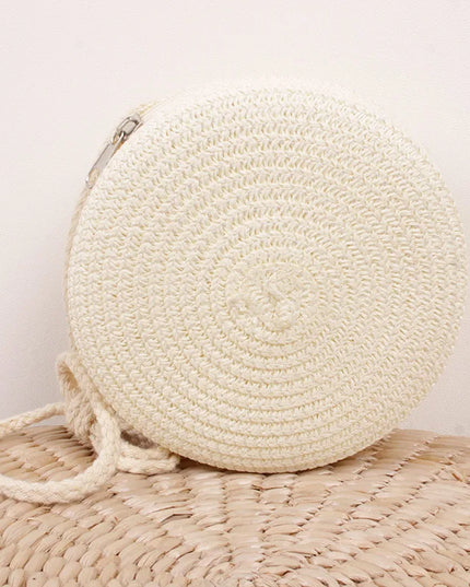 Summer Woven Straw Crossbody Bag for Women | Fashion Round Handmade Rattan Beach Small Handbag (Travel Female Shoulder Bag)