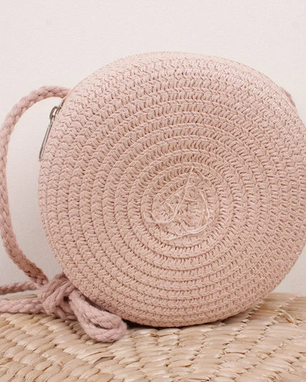 Summer Woven Straw Crossbody Bag for Women | Fashion Round Handmade Rattan Beach Small Handbag (Travel Female Shoulder Bag)