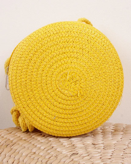 Summer Woven Straw Crossbody Bag for Women | Fashion Round Handmade Rattan Beach Small Handbag (Travel Female Shoulder Bag)