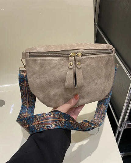 Stylish Hobo Solid Color Satchel | Luxury Designer Chest Bag & Women's PU Leather Waist Bags (Wide Strap Fashion Fanny Shoulder Pack)