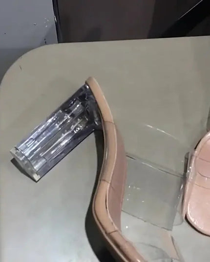 Summer Women Pumps Sandals PVC Jelly Slippers Open Toe High Heels Women Transparent Perspex Slippers Shoes Heel Clear Sandals