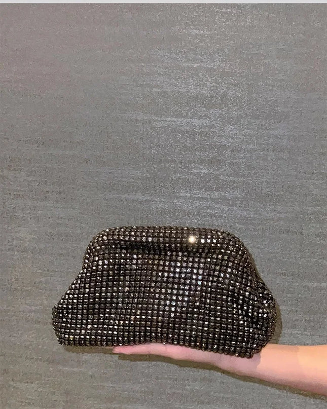 Luxury Glitter Cloud Bag Women's Handbag | Crystal Shiny Rhinestones Diamond Evening Bag (Wedding Party Clutch Purse Shoulder Bag)