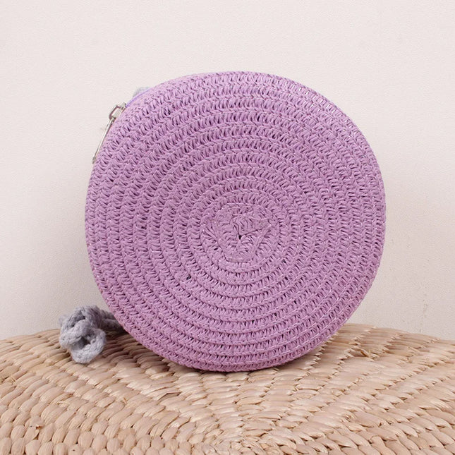 Summer Woven Straw Crossbody Bag for Women | Fashion Round Handmade Rattan Beach Small Handbag (Travel Female Shoulder Bag)