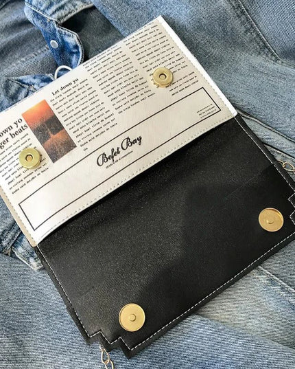 Women's Newspaper Messenger Bag | Shoulder Bag Personality Fashion Small Square Bag