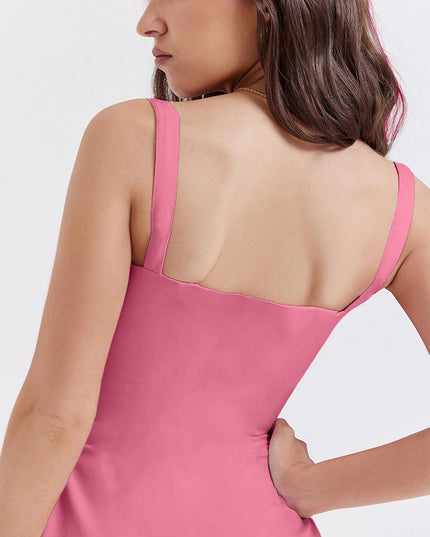 Solid Color French-Inspired Summer Cami Mini Dress | ZAKAPOP