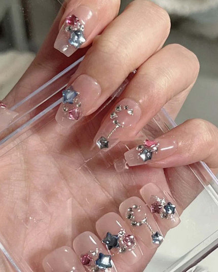 Sparkling Star Diamond Burst Gentle Press-on Nail Art | ZAKAPOP