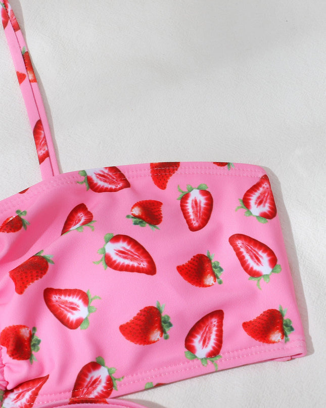 Three-Piece Strawberry Pattern Gauze Bikini | ZAKAPOP