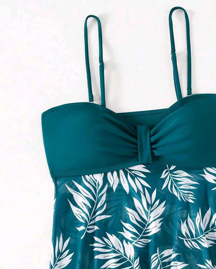 Tropical Print Ruched Bikini Swimsuit | ZAKAPOP
