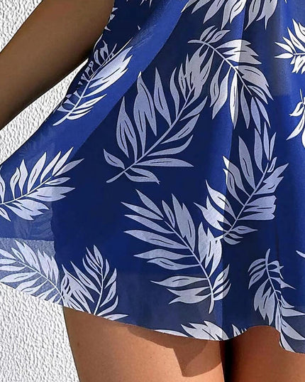 Tropical Print Ruched Bikini Swimsuit | ZAKAPOP