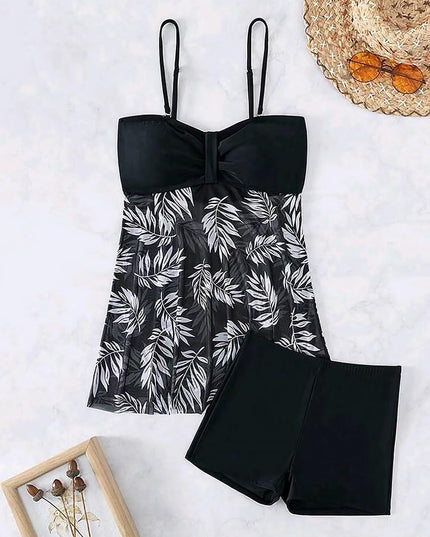 Tropical Print Ruched Bikini Swimsuit | ZAKAPOP