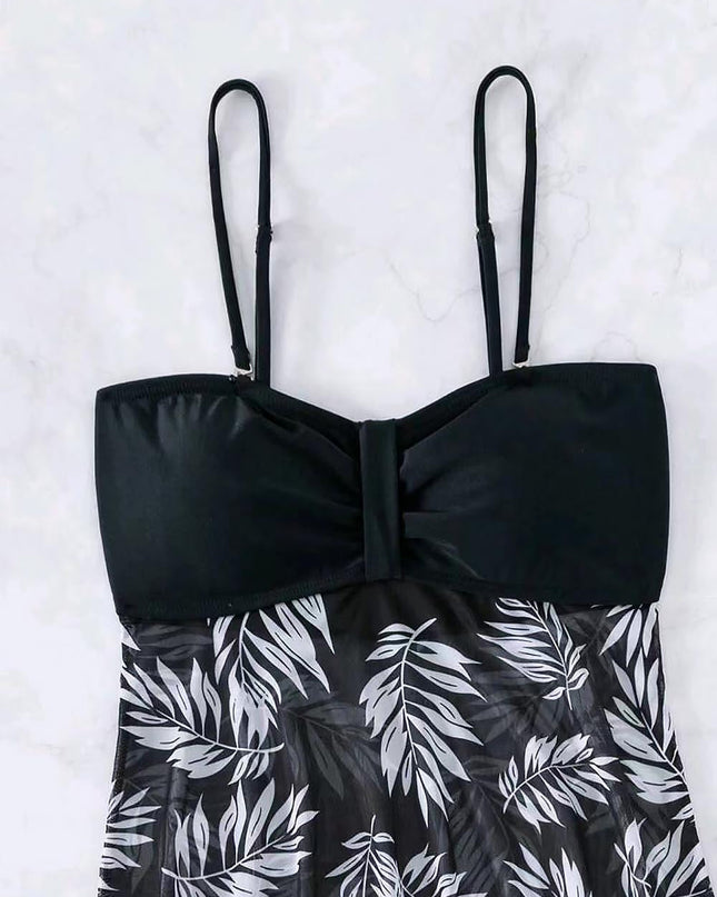 Tropical Print Ruched Bikini Swimsuit | ZAKAPOP