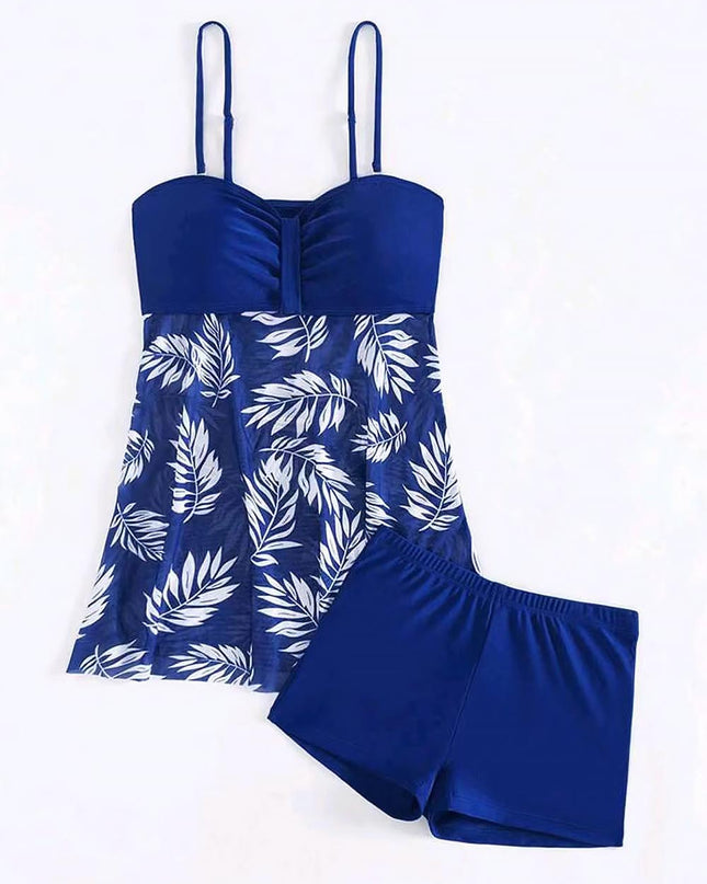 Tropical Print Ruched Bikini Swimsuit | ZAKAPOP