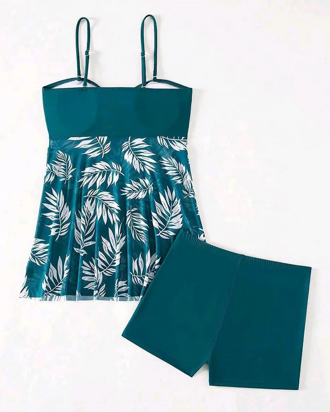 Tropical Print Ruched Bikini Swimsuit | ZAKAPOP