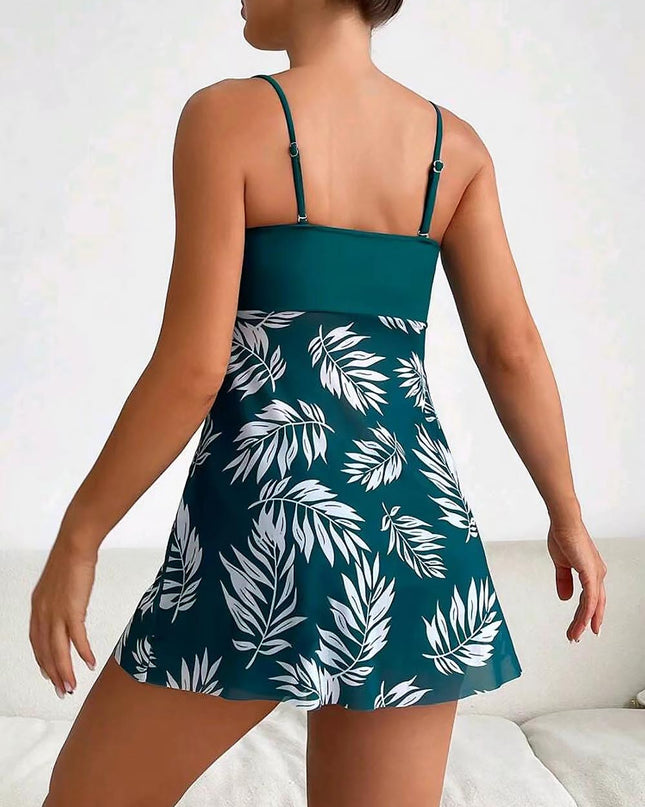 Tropical Print Ruched Bikini Swimsuit | ZAKAPOP