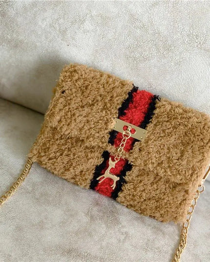 Hand-Woven Fleece Lined Plush One-Shoulder Bag
