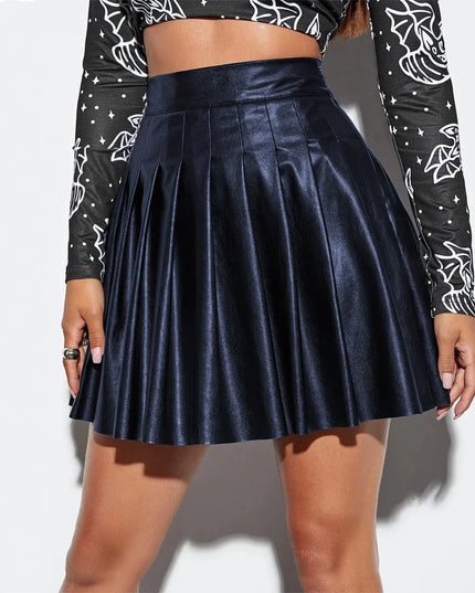 Luxe Pleated PU Leather Skirt