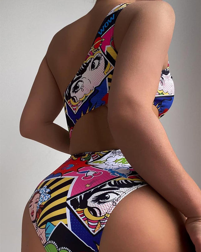 Women's Cartoon Pattern Cut Out One Piece Swimwear | ZAKAPOP
