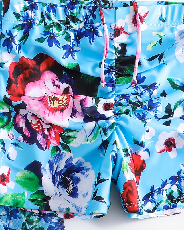 Women's Floral Print Three-Piece Set Swimsuit with Long-Sleeve Hoodie | ZAKAPOP