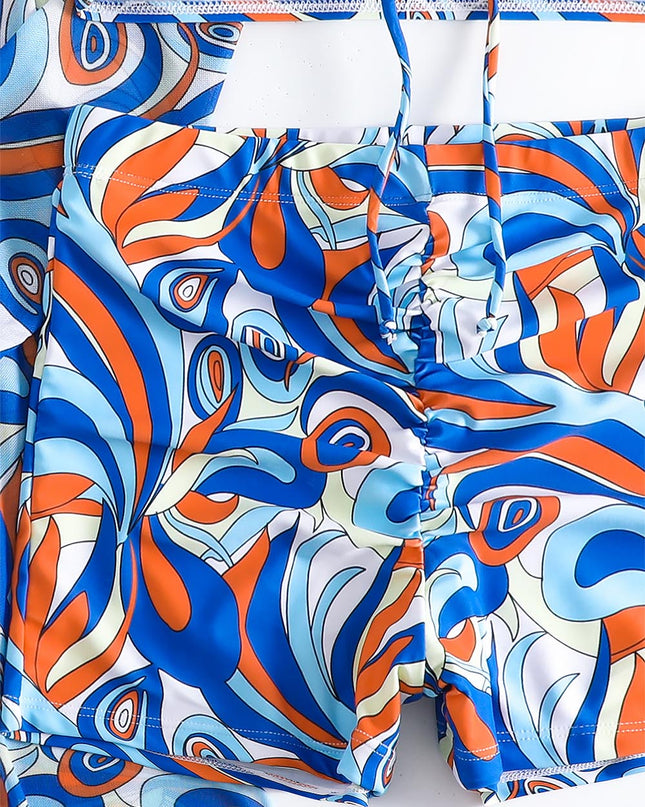 Women's Geometric Print Three-Piece Set Swimsuit with Long-Sleeve Hoodie | ZAKAPOP