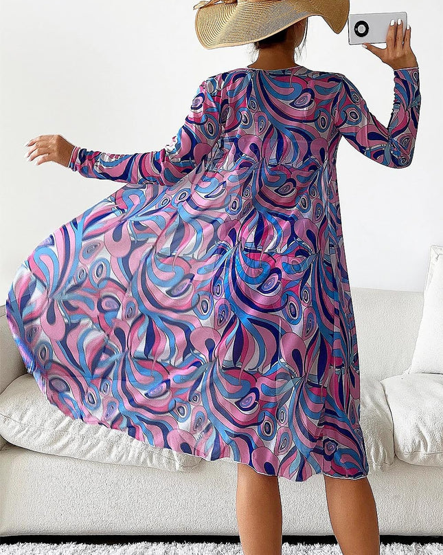 Women's Geometric Print Three-Piece Set Swimsuit with Long-Sleeve Hoodie | ZAKAPOP