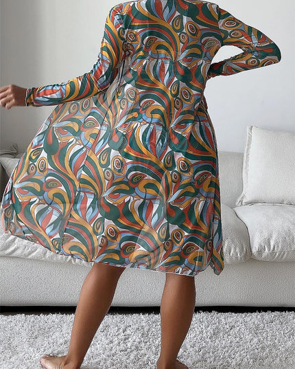 Women's Geometric Print Three-Piece Set Swimsuit with Long-Sleeve Hoodie | ZAKAPOP