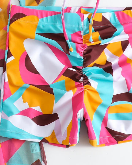 Women's Geometric Print Three-Piece Set Swimsuit with Long-Sleeve Hoodie | ZAKAPOP