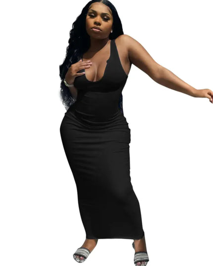 Deep V-Neck Camisole Maxi Dress