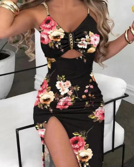 Floral Print Spaghetti-Strap Dress