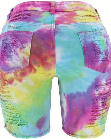 TieDye Denim Shorts Edgy Summer High Waist