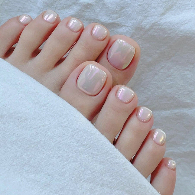 Feet Fake Nails Warm Color Solid Color Aurora Nail Beauty White Feet Nail Tip