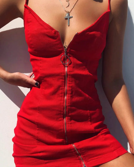 Zip-Front Bodycon Mini Dress – Plus Size