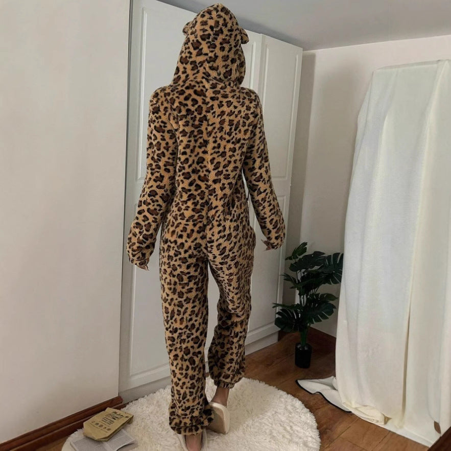 Cap With Ears Comfortable Jumpsuit Zipper