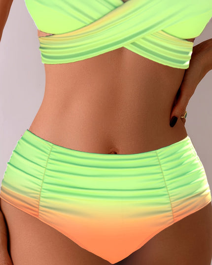 European American Gradient Cross Gather Bikini Set