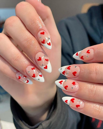 French Water Drop Manicure Rhinestones Wear Nails