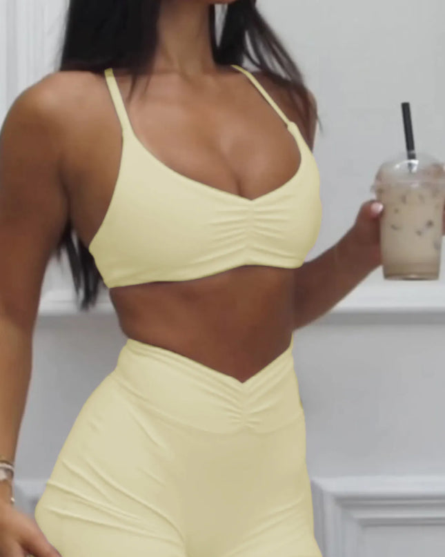 Ruched Sports Bra and High-Waisted Shorts Active Set
