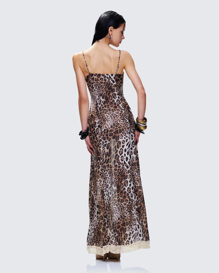 Angelis Leopard Print Maxi Dress