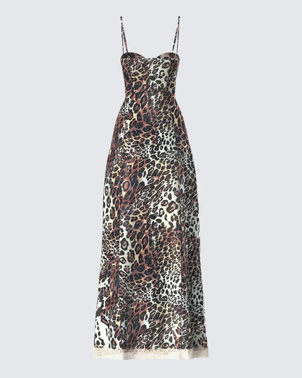 Angelis Leopard Print Maxi Dress