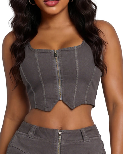 Stretch Twill Bustier Vest