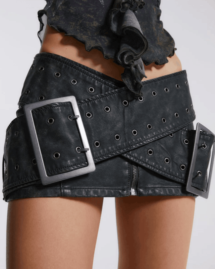 Astral Amethyst Belted Wrap Mini Skirt