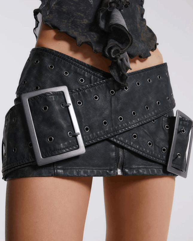 Astral Amethyst Belted Wrap Mini Skirt