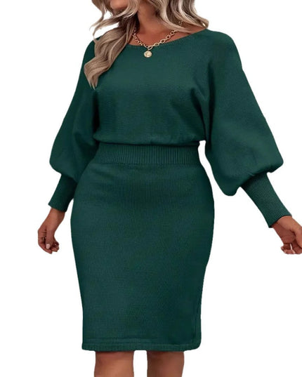 Sheath Plus Size Women's Long Sleeve Temperament Dress