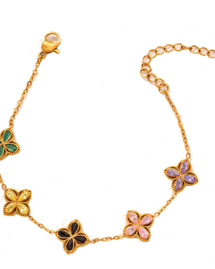Small Flowers Inlaid Zircon Bracelet For Women