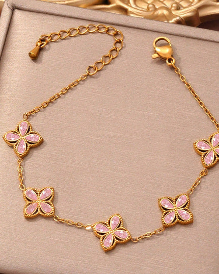 Small Flowers Inlaid Zircon Bracelet For Women