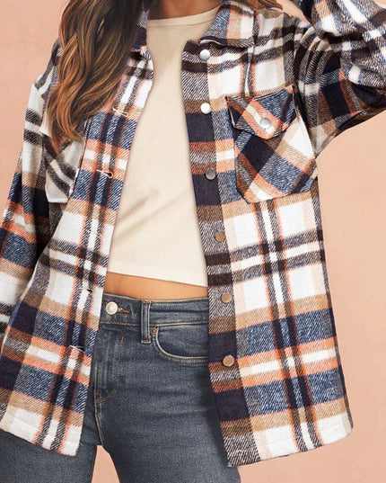 Multicolor Plaid Casual Button Up Flannel Shacket Anytime