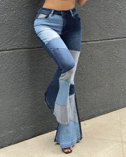 Women's Wide-leg Fashion Stitching Jeans