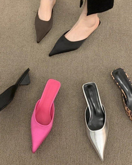 Women's Low Heel Square Toe Back Empty Shaped Sandals