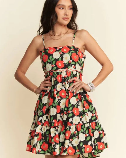 Floral Mini Dress: DAVI & DANI Scalloped Cutout Back - Summer Style!
