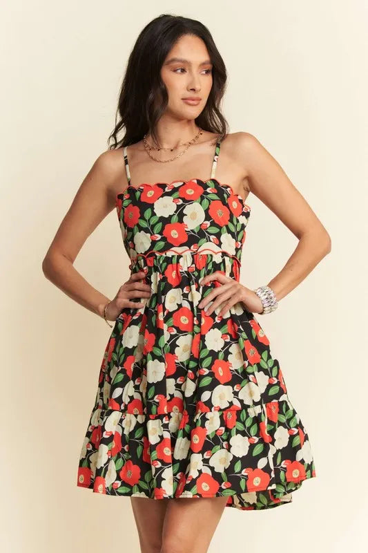 Floral Mini Dress: DAVI & DANI Scalloped Cutout Back - Summer Style!